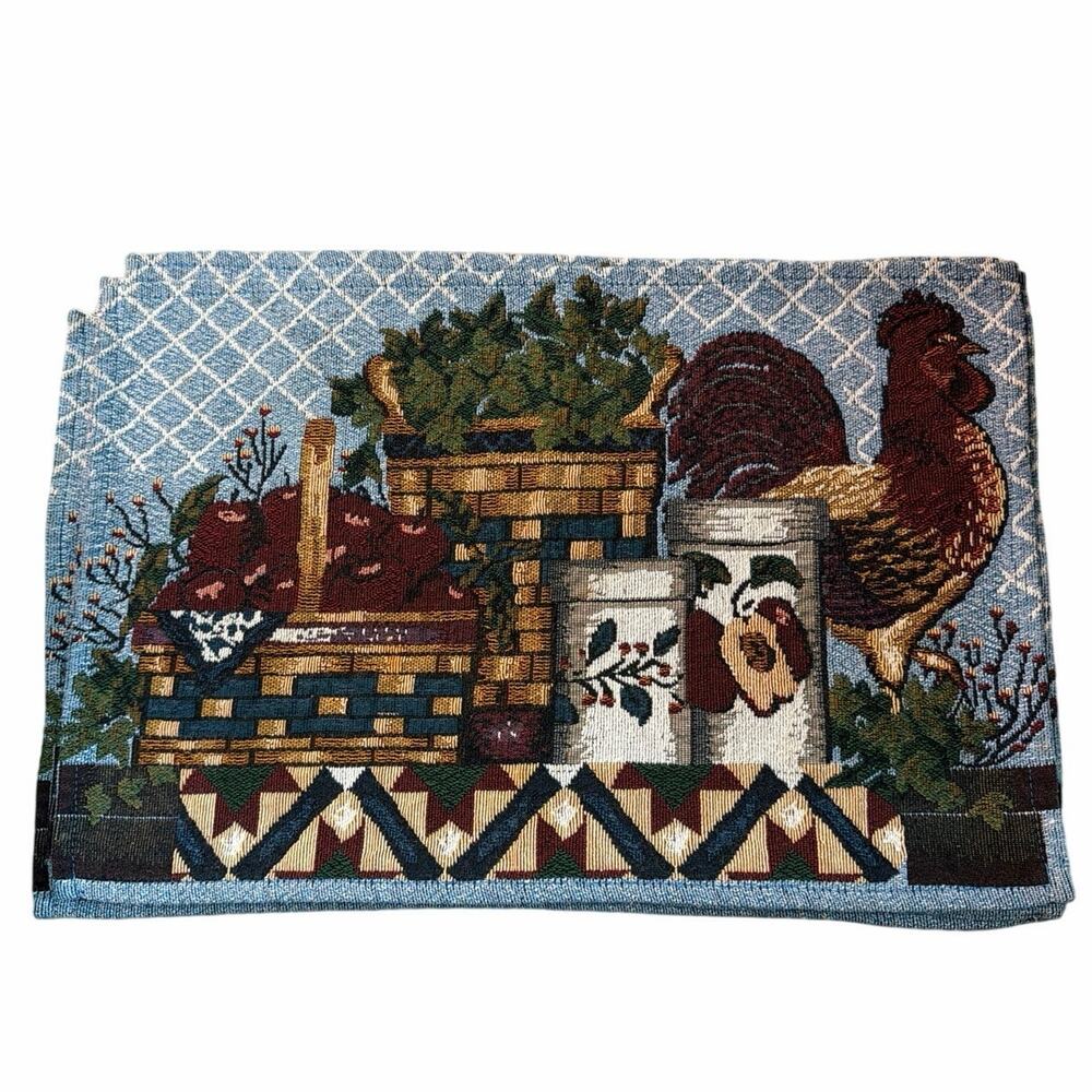 4 Vintage tapestry placemats with booster, baskets and more